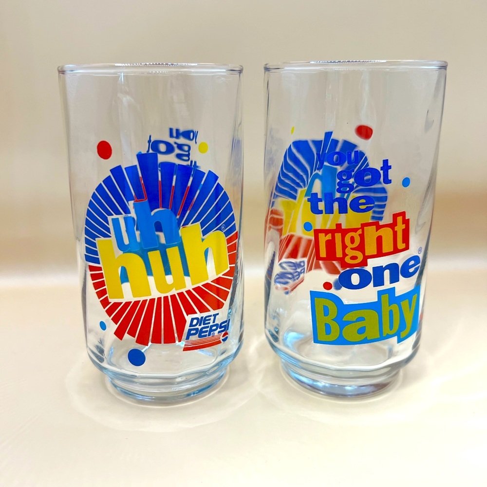 90’s Vintage Libbey Diet Pepsi Glasses - “Uh Huh! You got the right one!”
